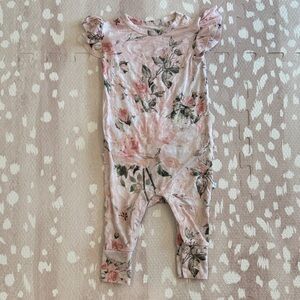 Posh Peanut Ruffled Cap Sleeve Romper - Vintage Rose - 9-12 Months Baby Girl